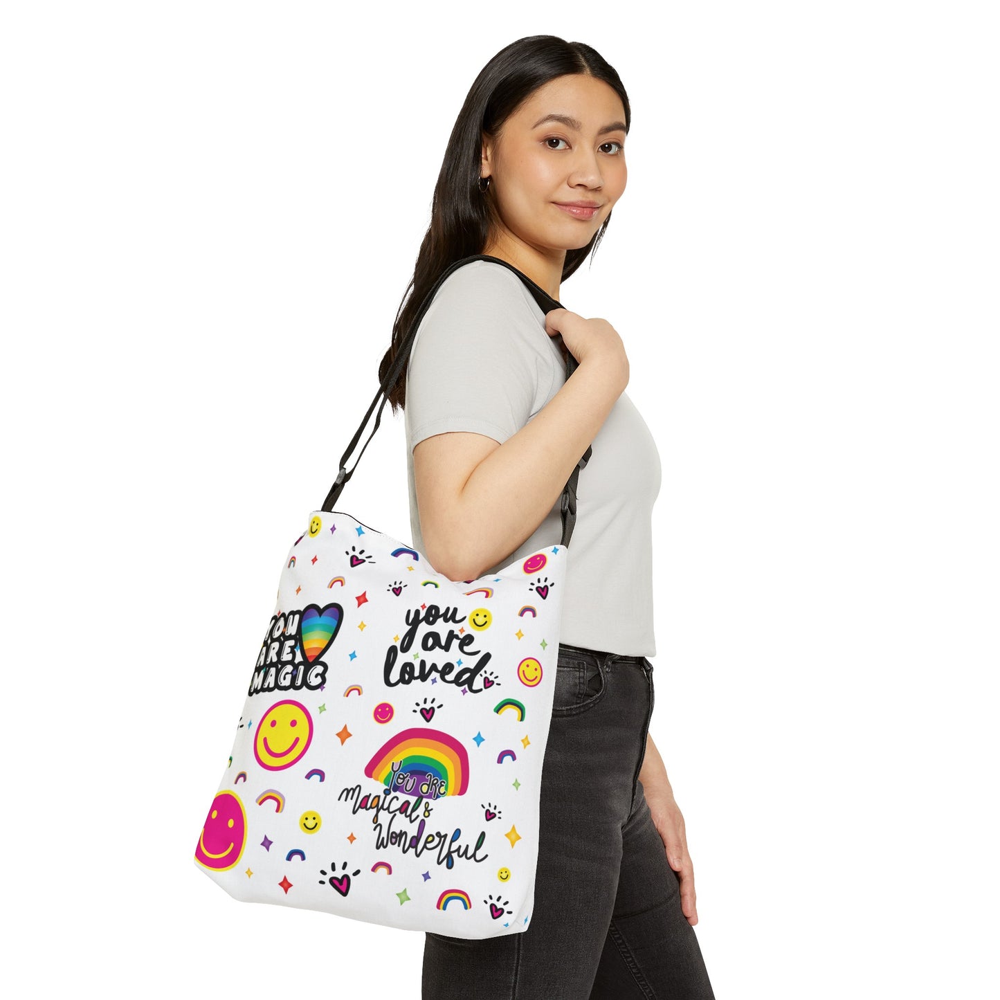 Loveshinescreates Multi-Logo Design Adjustable Slouchy Bag