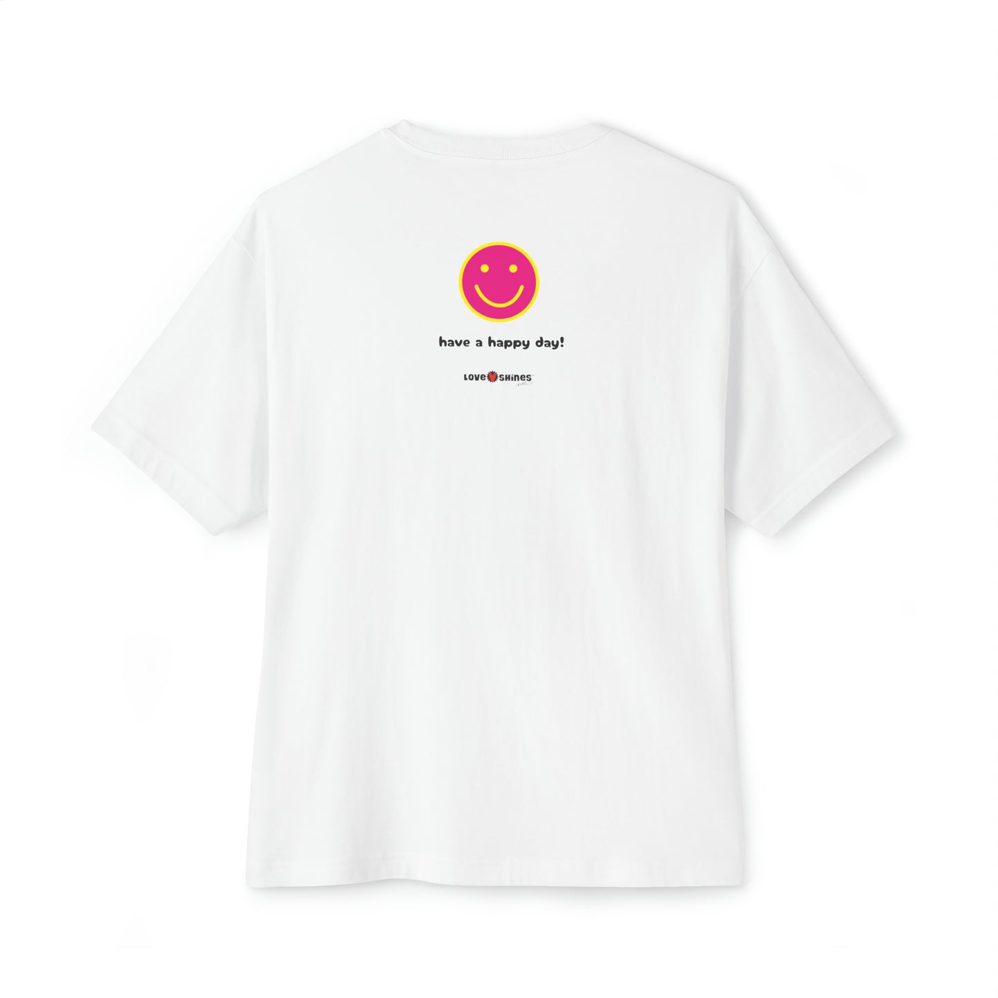 Smiley Face Unisex Oversized Boxy Tee - White