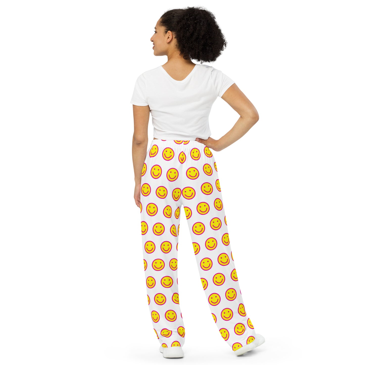 Smiley Face All-over print unisex wide-leg pants