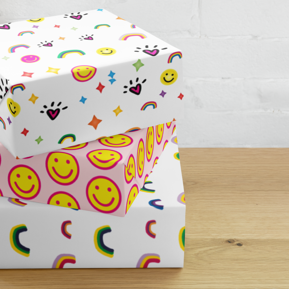 Loveshinescreates Happy Wrapping Paper Sheets - Set of 3