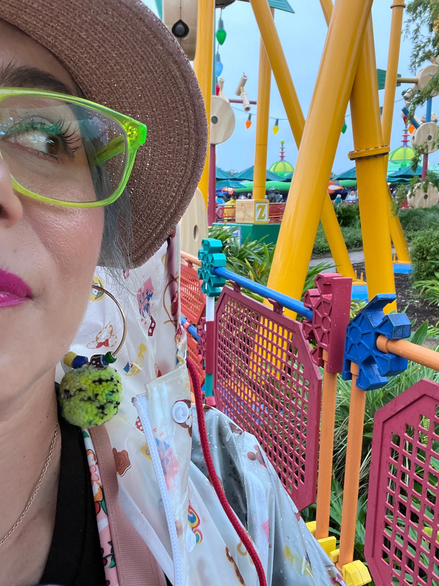 Pom Pom Earrings on Large Gold Hoops