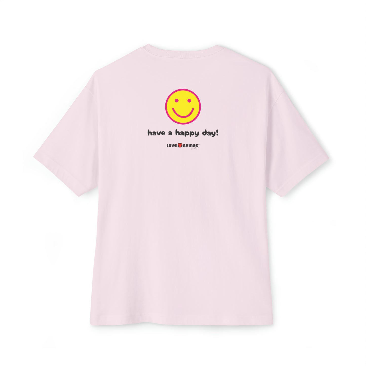 Smiley Face Unisex Oversized Boxy Tee - Pink
