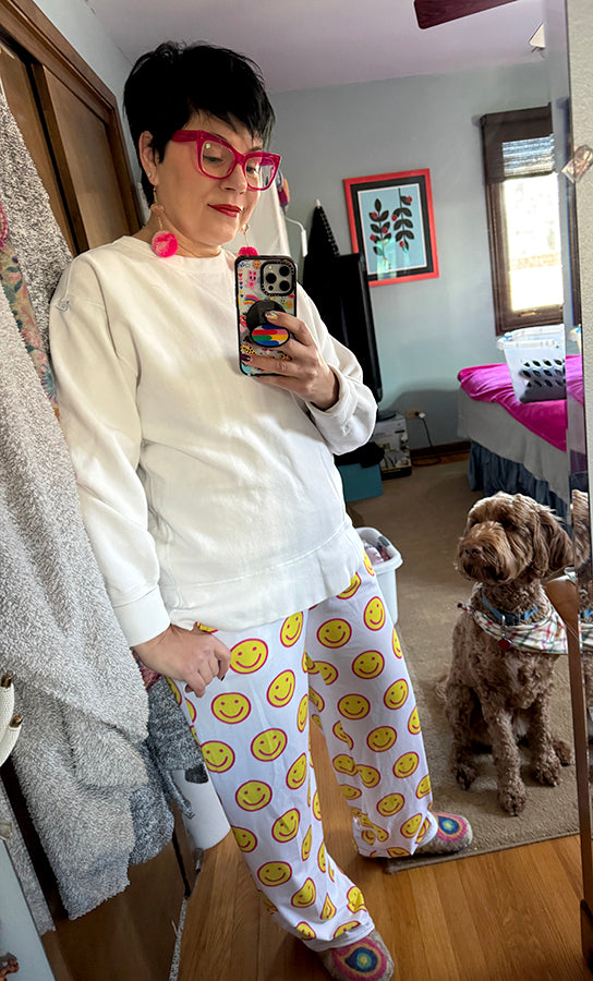 Smiley Face All-over print unisex wide-leg pants