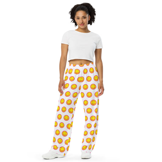 Smiley Face All-over print unisex wide-leg pants