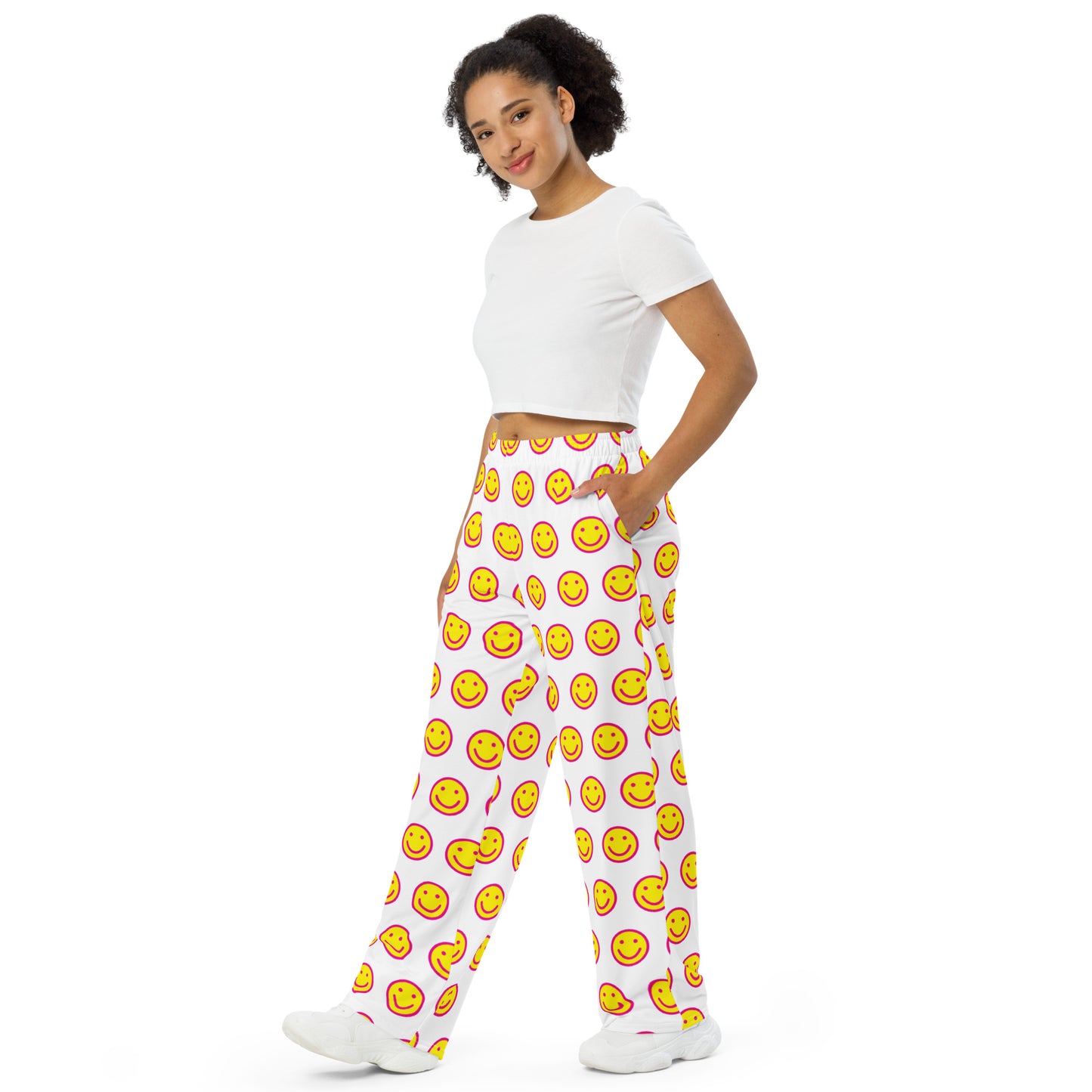 Smiley Face All-over print unisex wide-leg pants