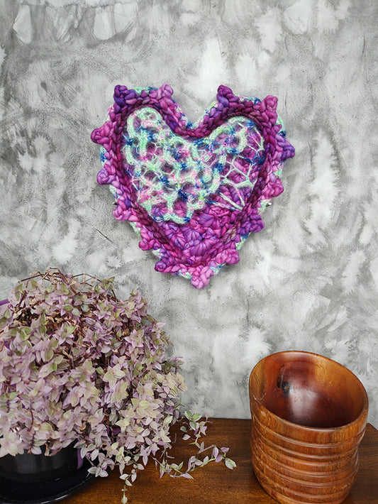 Yarny Hearts - Delightful Pink & Sea Foam Green by WonderRach Designs