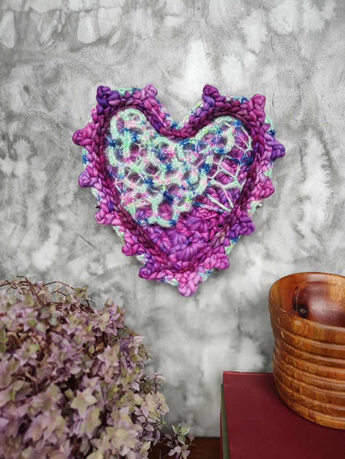 Yarny Hearts - Delightful Pink & Sea Foam Green by WonderRach Designs