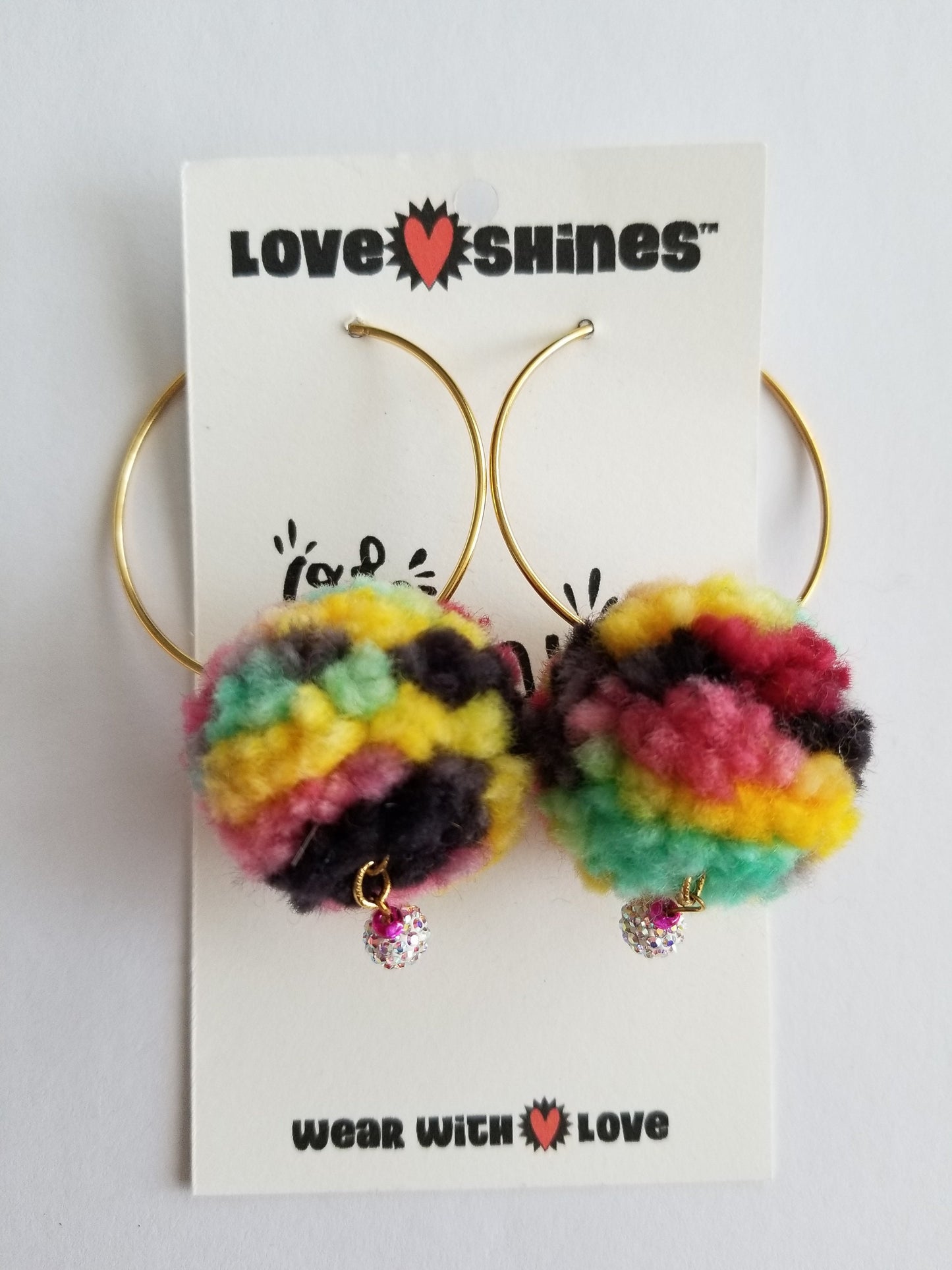 Pom Pom Earrings with Swarovski Pavé Ball