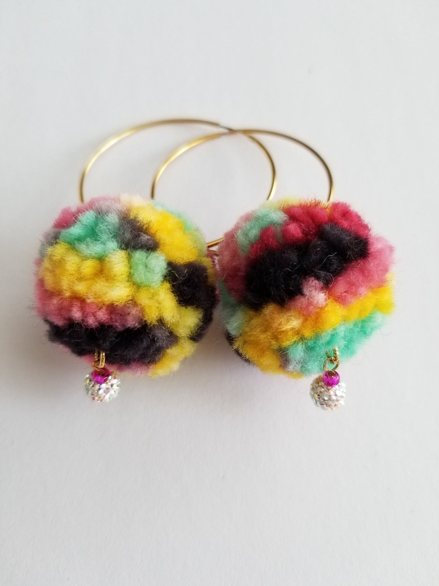 Pom Pom Earrings with Swarovski Pavé Ball